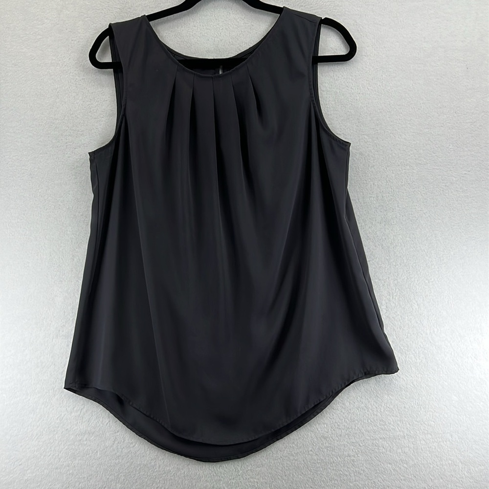 Worthington Women’s Blouse Sz L(T) Gray Polyester Dressy Sleeveless Like New